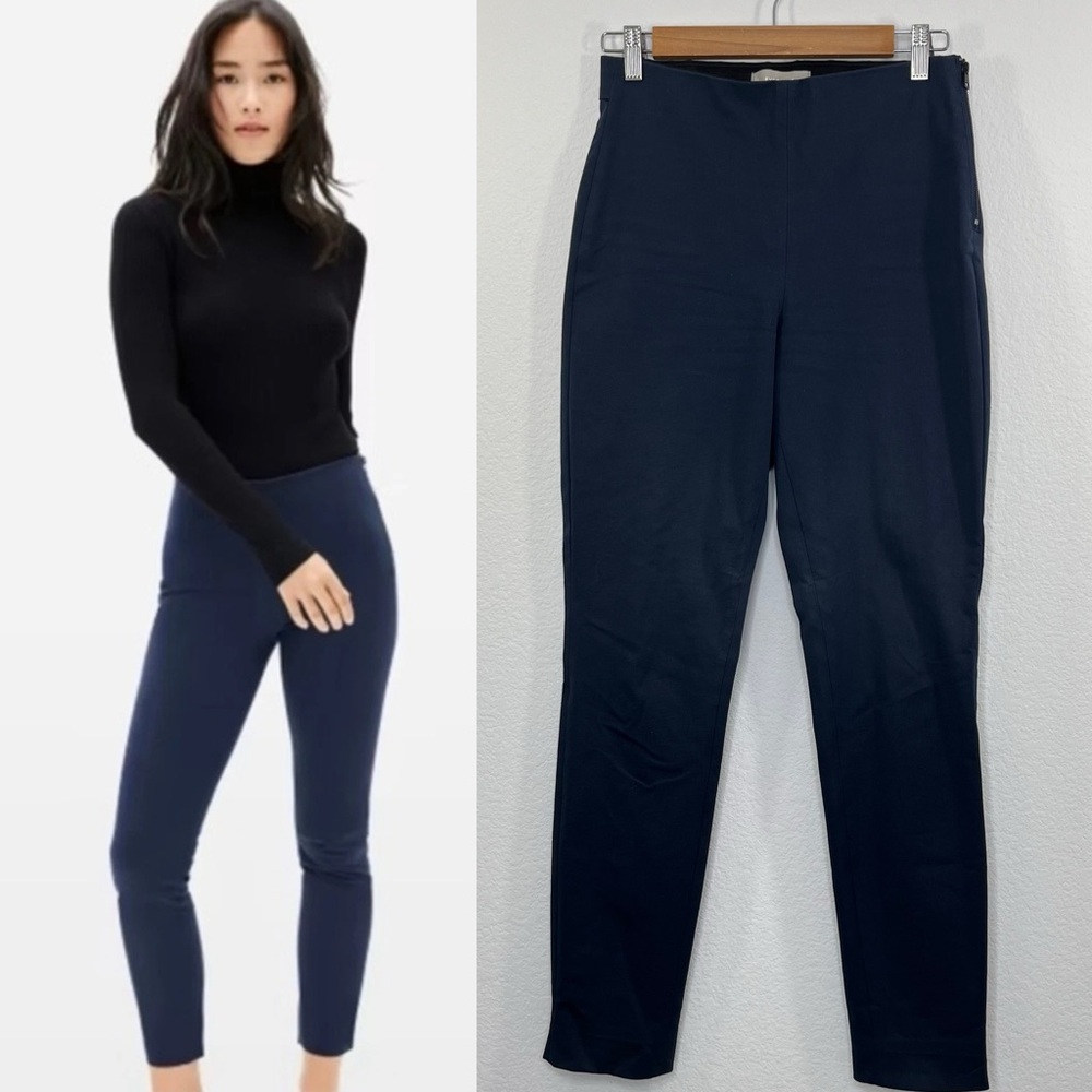 EVERLANE Side Zip Pant Cotton stretch Pant Navy Slim‎ Fit High Waist size 4